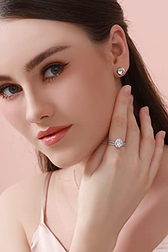 Sea Of Ice Sterling Silver 8X6Mm Oval Shape Cz Cubic Zirconia Halo Anniversary Wedding Band Engagement Ring Bridal Set, Sizes 5 To 10 – Elegant Sterling Silver Rings For Women Set, Sizes 5 To 10 (Silver, 5) #TOP2