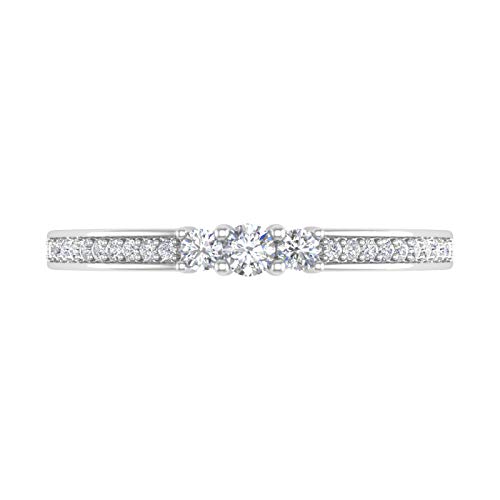 10K Solid Gold 3-Stone Diamond Engagement Ring (0.22 Carat) - IGI Certified3