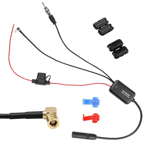 Dab Amplificador de Antena de Coche 12V Divisor Conector SMB a DIN para FM/Am, Antena Splitter Radio Digital Radio Compatible con Sony, Blaupunkt, Pioneer, SUV