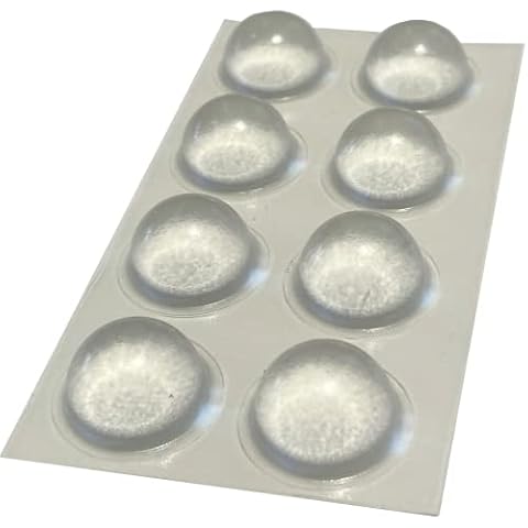 8 x Clear 19.0mm x 9.5mm Self Adhesive Hemispherical Bumper, Rubber Feet for Furniture, Glass, Tables, Crafts - from The StickyStuff Company Cover