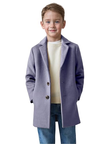 ORBITRAY 2-14 Years Wool Blended Notch Lapel Coat Thighs Length for Boys Fall Coat Winter Dinner Dress Coat - Main Image