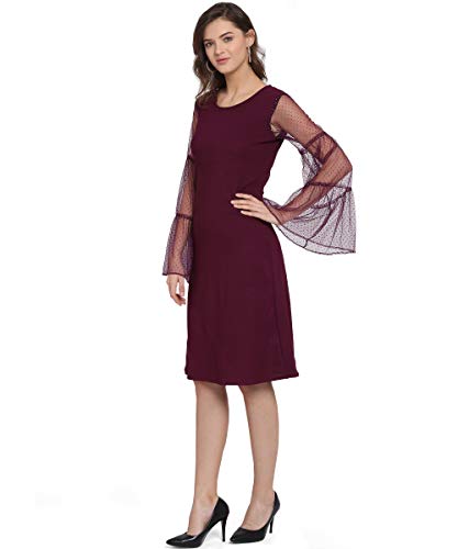 Image of OOMPH! Women's Western & Fusion wear Net A-Line Knee-Long Dress