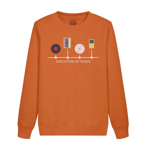 Sweatshirt enfant musique rétro pull ado évolution vinyle CD vêtement vintage original