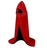 Dlala Hooded Cloak Long Reversible Velvet Robe Cape for Christmas Halloween Cosplay Costumes