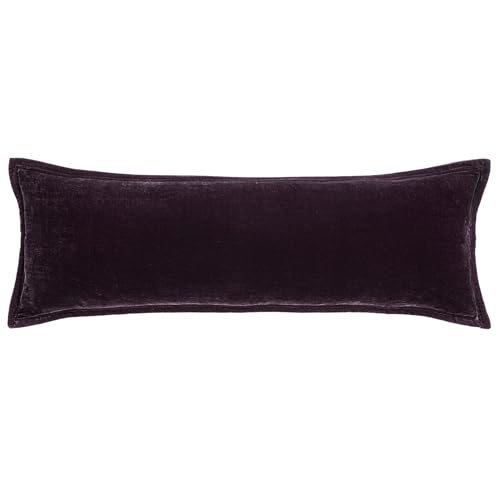 Image of HiEnd Accents Stella Faux Silk Velvet Dark Violet Long Lumbar Pillow