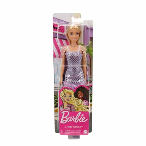 Barbie con vestido púrpura a lunares miniatura 4