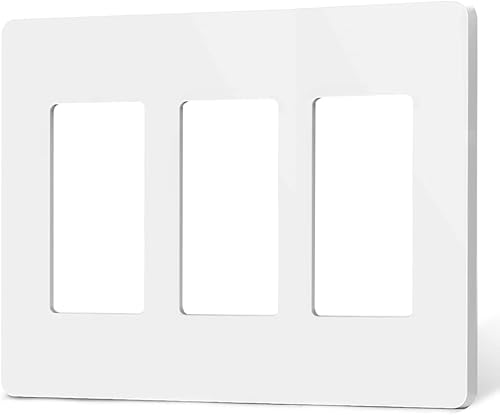 TREATLIFE Placas de pared decorativas sin tornillos, placa de interruptor de luz de 3 segmentos de tamaño estándar, cubiertas de tomacorrientes,