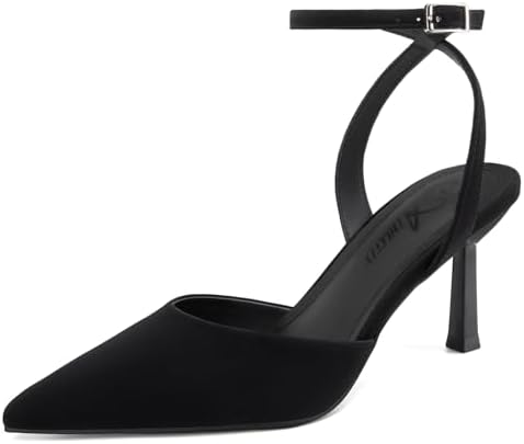 Athlefit Women's Closed Pointed Toe 3 Inch High Heels Ankle Strap...