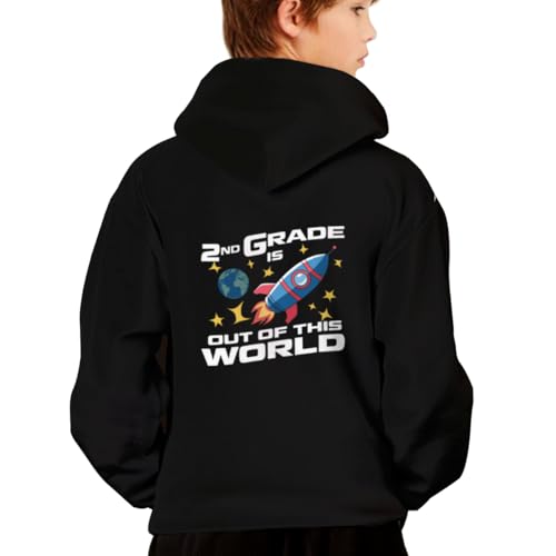 Retro 2nd Grade is Out Of This World Second Grade Hoodies for Teen Girls Boys Lightweight Kangaroo Pocket Sweatshirt2