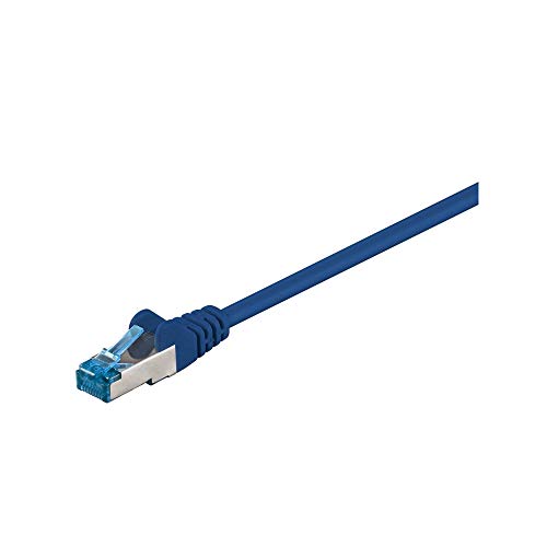 Goobay 94912 CAT 6a Câble de Liaison, S/FTP (PiMF), Bleu, 50 m Longueur