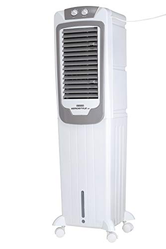 Image of USHA Aerostyle Tower Electronic Air Cooler, Honeycomb Pads, Ice Chamber, Humidity Control, Closeable Louvers, White (50 Liter Manual)