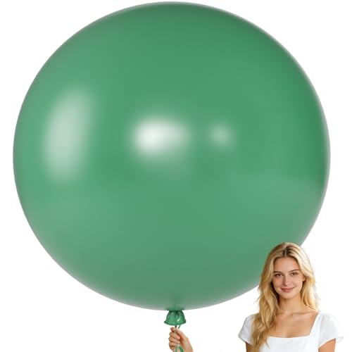 Image of KALOR 9 Pcs 36 Inch Large Bean Green Big Giant Round Latex Balloons