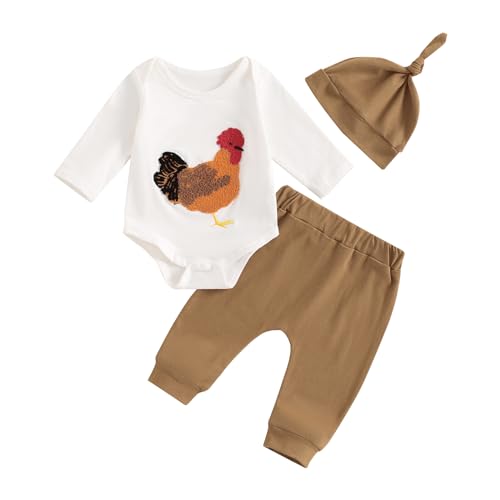 Image of JLKGICF Baby Boys Christmas Outfits Letter Print Crew Neck Long Sleeve Rompers Truck Print Long Pants Hat 3Pcs Clothes Set