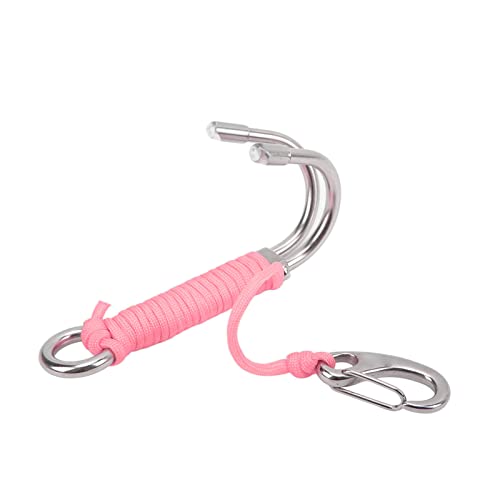 ChengyuWei Reef Drift Hook with Line, Diving Reef Hooks, Sturdy Stable Resistant Hooks, Nylon Stainless Steel Cave Drift Hook, Scuba Diving Reef Double Hook for Cave Dive Underwater Activities (Pink)