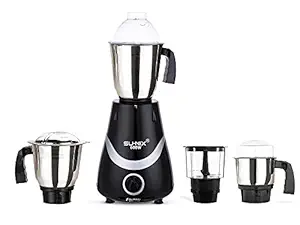 Su-mix Necklace 600W Mixer Grinder with 3 Stainless Steel Jars and Chopper Jar (1 Wet Jar, 1 Dry Jar and 1 Chutney Jar), Black-Silver.Make in India(ISI Certified)