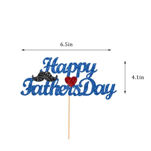 FHGG Happy Father's Day Banner Decorations Glittery Blue Cake Topper Fathers Party Dad's Papa's Garland for Father's Day Supplies Home Celebrate - Image 4