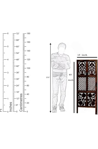 Image of Wooden Partition for Living Room, Privacy Divider, Wooden Room Separator, Divider for Office, Partition for Puja Room, (Mix Frame Design - Brown) (4 Feet - 2 Panels)