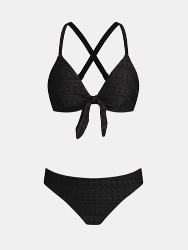 Image of CUPSHE Women's Two Piece Bikini Set Floral Print Knot Bunny Tie | Bunny Tie,Adjustable Straps,Soft Removable Cups,Flattering Bathing Suit For Vacation And Beach