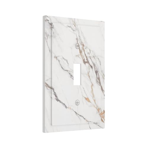 Decorative Light Switch Plate Covers Modern Grey Gold Marble Texure 1 Gang Light Switch Cover Plate Single Toggle Wall Plate Outlet Covers Wall Plate Faceplate for Kitchen Home Decor