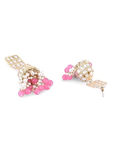Cluster Beads & Kundan Statement Jhumki Earrings