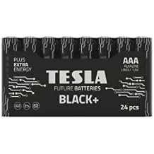 Tesla Batteries Black+ AAA Maximum Power Alkaline Batteries, 10- Year Shelf Life, A Long-Lasting Battery Life, Leak-Free, 24 Count [Pack of 1]