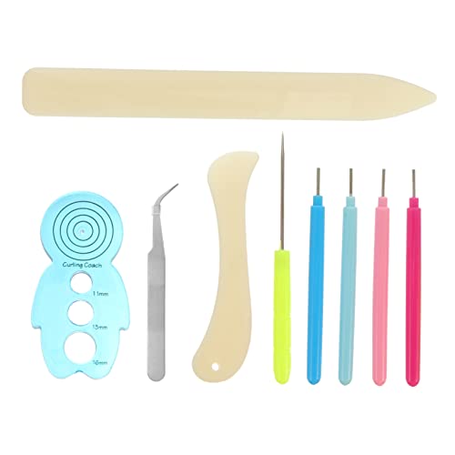 ARTIBETTER Essential Quilling Kit 9 Pcs Slotted Needle Pen Paper Quilling Set Craft Tools for DIY and Greeting Cards Random Color