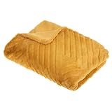 Paris Prix Atmosphera Créateur d'intérieur   Plaid Imitation Fourrure Geo 120x160cm Ocre