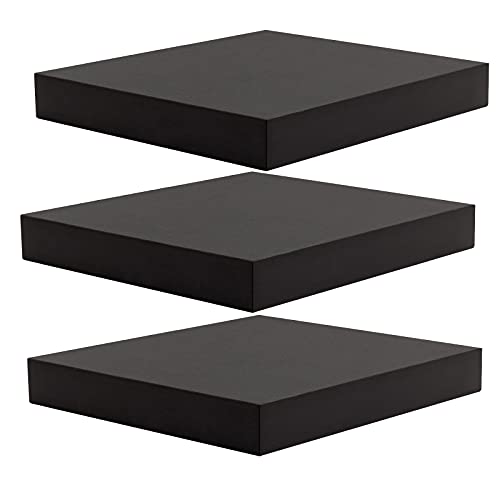 WOLTU Estanteria Pared Flotante, Juego de 3 Estante Pared de Madera de MDF, para Salón, Cocina, Pasillo, Negro RG9365sz-3