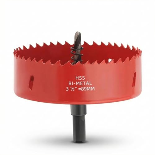 Image of 3.5 Inch Hole Saw, 3 1 /2 Hole Saw, M42 HSS Bi-Metal Hole Cutter, Triangular Shank Hole Saw Drill Bit with Spring for Wood, Plywood, Plastic, Gypsum Board, Various Thin Metal Sheet