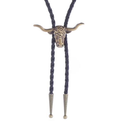 Image of HUABOLA CALYN Native American Bolo tie Rodeo Cowboy Leather Necktie Western Bolo ties for Men Women Necktie for Concert Fans