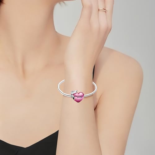 Image of LUXILLA Love You Best Friend Grandma Wife Heart Charm 925 Sterling Silver Charms Fit for Bracelets Necklace Jewelry Gift for Women