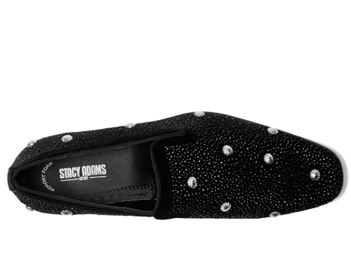 Stacy Adams Men's Spangle Rhinestone Slip On Loafer, Black/Silver, 112
