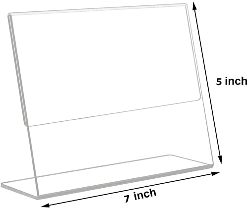 Image of Parikshit Sublimation 7x5 inch 2pcs Landscape Acrylic Sign Holder Table top Display Stand for Exhibition menu Photo Flyer brochure (5X7 Inch - 2pc, Landscape)