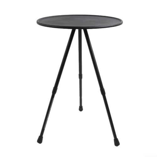 MKTOLHUS Mesa de camping redonda plegable, con patas telescópicas portátiles, altura ajustable 32-52 cm, aleación de aluminio ligera y ABS, 38 cm de diámetro, estable de tres patas