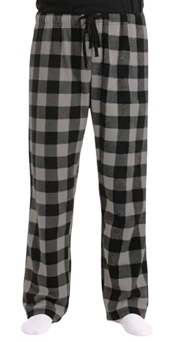 Image of #followme Men's Buffalo Plaid Pajama Pants - Micro Fleece Lounge PJs with 2 Pockets, Elastic Waist, Soft Sleep Pants S-XXXL