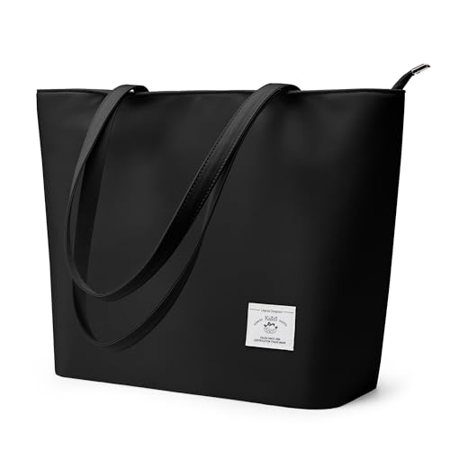 KALIDI Bolsa feminina grande à prova d'água bolsa de ombro com zíper casual Hobo bolsa de mão trabalho compras leve, Preto, Large