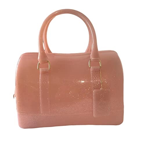 Image of Ladies Summer Jelly Pillow-shaped Top Handle Handbag Candy Color Transparent Crystal Purse