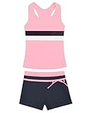 Bathing Suits for Girls 10-12 Years Old Sleeveless Boyshort Swimwear Pink 2 Piece Tankini Swimsuit Sets