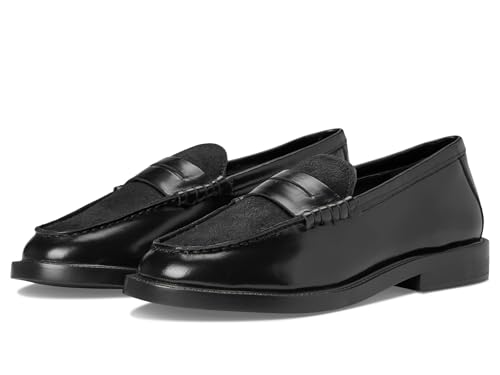 Steve Madden Women's Madison Loafer Flat, Black Leather, 7.5