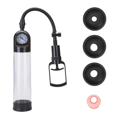 Crysore Manuelle Penis Pumpe mit 3 Manschette Vakuum Penispumpe Clear Sex Spielzeug für Männer Penis Extender Training (2-generation)
