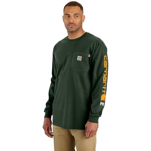Carhartt Mens Flame Resistant Force Loose Fit Lightweight Long-Sleeve Logo Graphic T-Shirt