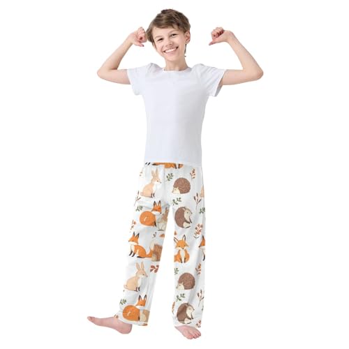 Hedgehog Fox Boys Long Pants Soft Trousers Elastic Waist Kids Lounge Bottoms with Pockets S-XL2