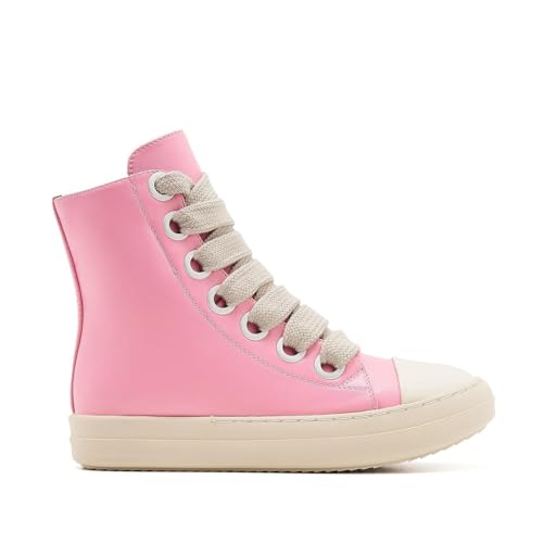 Image of Womens High Top Sneakers Jumbo Lace-up Platform Comfort Trainers Thick Soles Walking Casual Shoes
