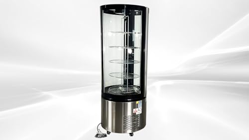Elite Kitchen Supply Commercial Refrigerated Display Case, 360L Capacity, 5 Rotating Glass Shelves, Digital Temperature Control, LED Lighting, ETL Listed CL-400R-1