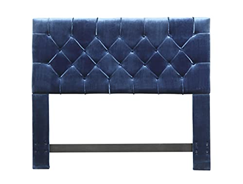 Iconic Home Rivka Headboard Velvet Upholstered Diamond Button Tufted Modern Transitional, Twin, Navy #TOP2
