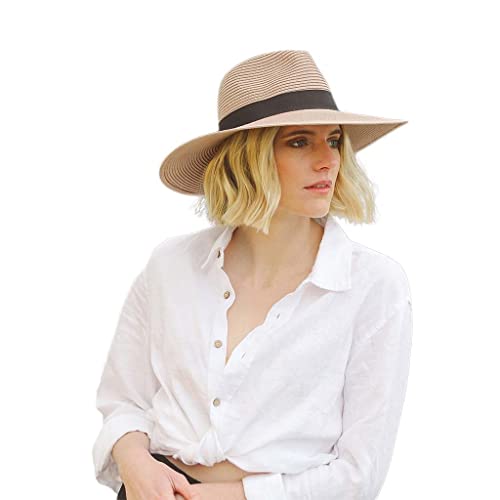 House of Ord Cape Town Fiona Fedora - Damen Sonnenhut - Faltbarer Sommerhut Damen - Eleganter Strohhut Stil Damen - UPF50+ UV Schutz - (M-58-56cm, Taupe) Cover