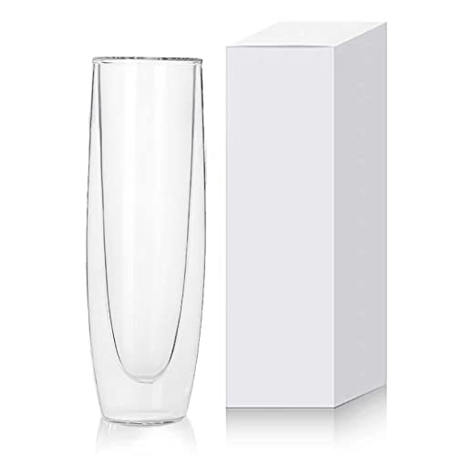 Lot de 2 Verres à Champagne de 150 Ml, Flûtes à Champagne sans Pied à Double Paroi, Verres à Mimosa, Verres à Vin Mousseux sans Pied, Flûtes à Champagne Isolées Murales pour Fête,(#1)
