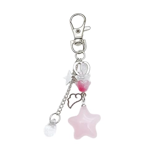 NUEAYMS Llavero con colgante de bolsa de moda, llavero con cuentas, llavero de estrella para teléfono, regalo elegante, accesorio perfecto para cualquier ocasión
