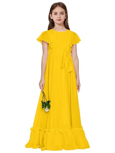 yellow jr bridesmaid dress MarhJean Amber Junior Dresses for Teen Girls Formal A-Line Long Ruffle Chiffon Flower Girl Dress Size 2: Clothing, Shoes & Jewelry Black Rose Pattern Mesh burnt orange lighting conditions Select Pant Waist Size:32W