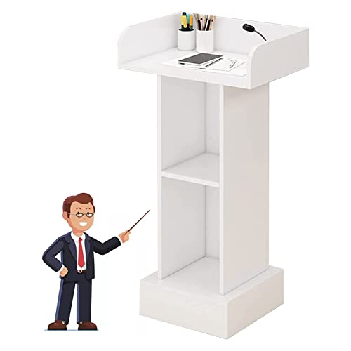 DUANHOZ Lectern Podium Stand, Podium Stand With 2 Storage Room - Lectern Podium For Commercial, School, Classroom, Conference Room - Presentation Lectern Stand For Podiums